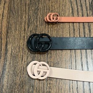 Trendy Boutique Women's Leather Belt Set - Black, Pink, Tan